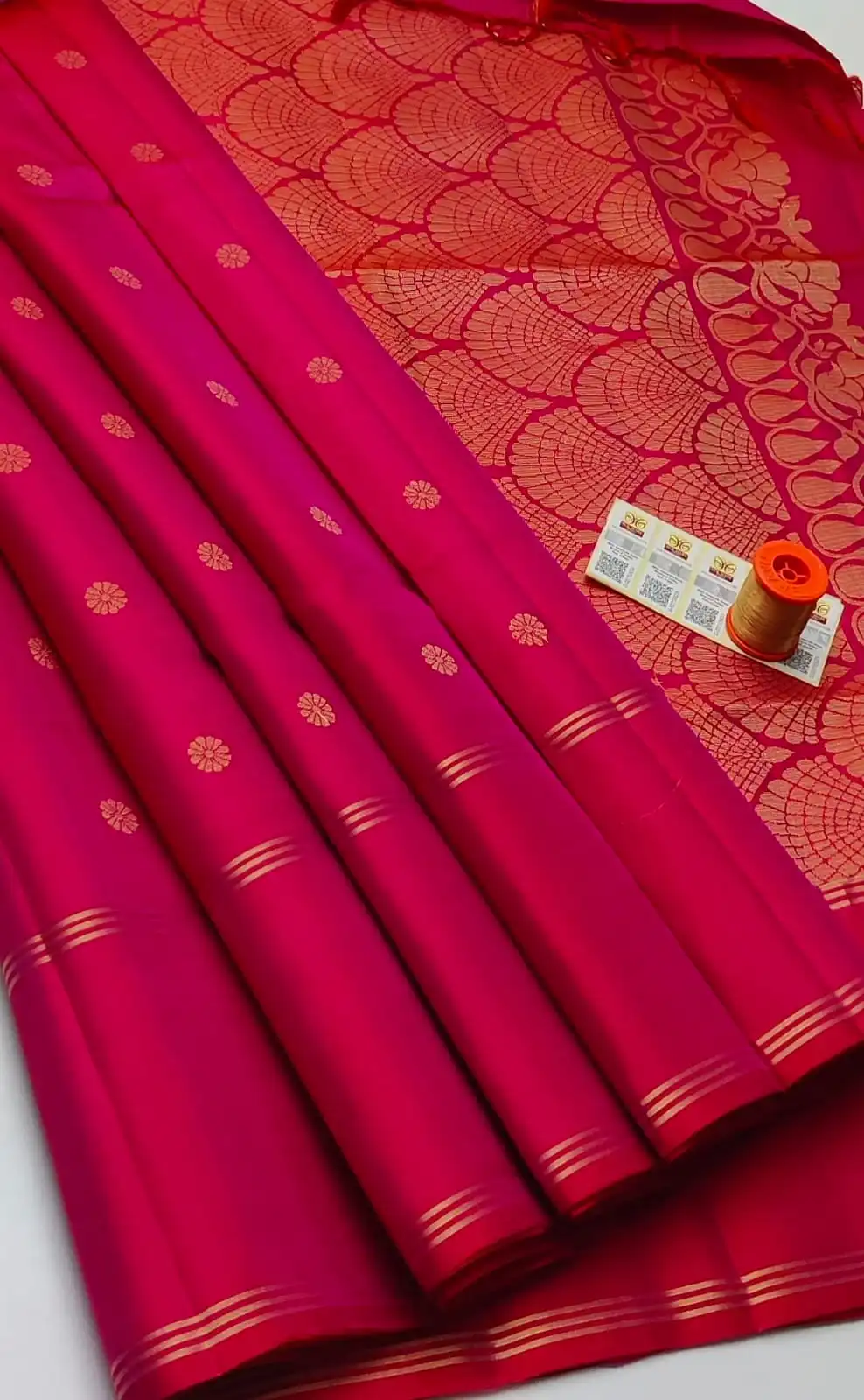 Pure Kanchi Handloom Soft Silk Double Warp Contrast Border Saree